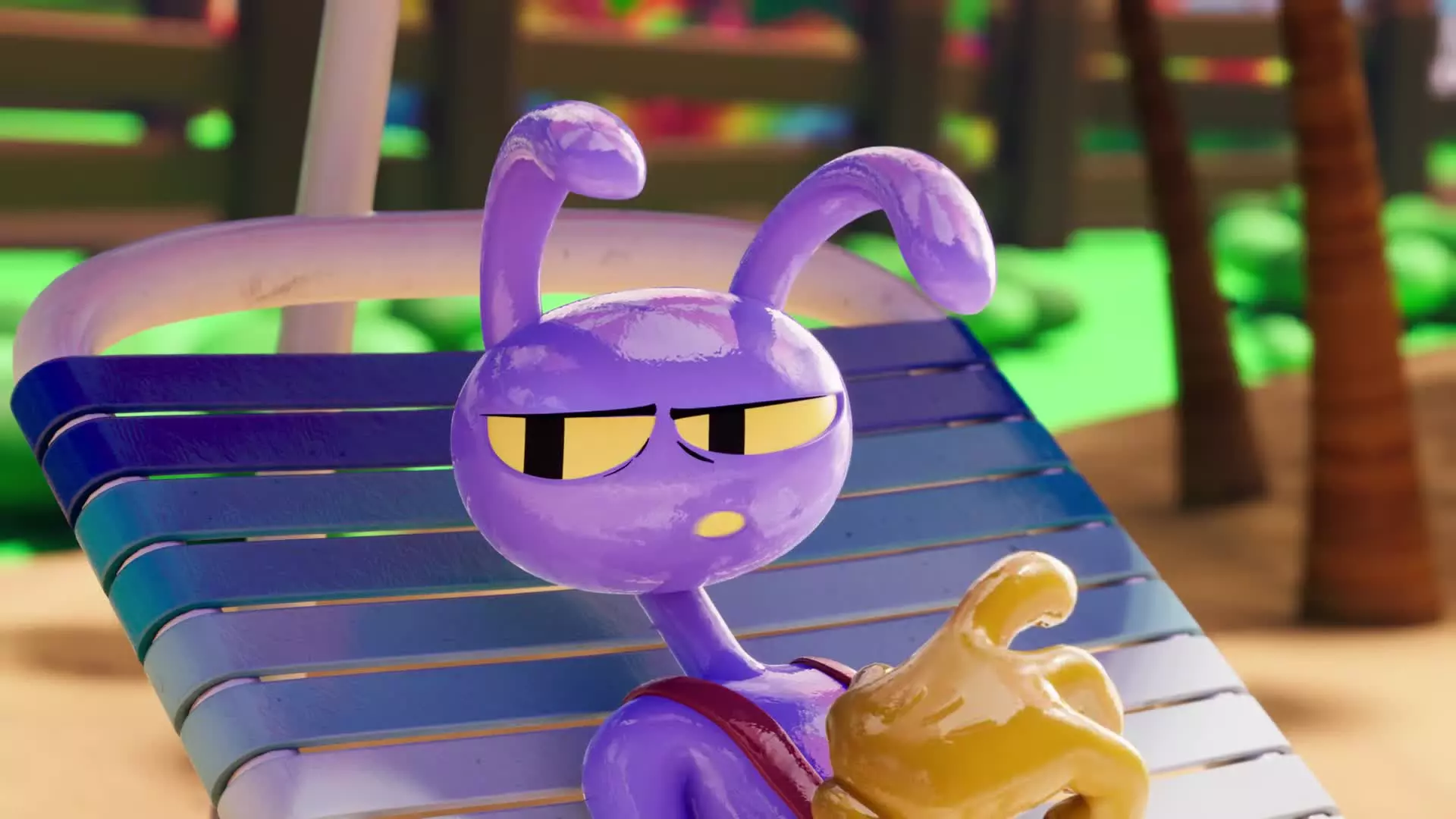 Jax from The Amazing Digital Circus, a mischievous purple rabbit with a sly grin