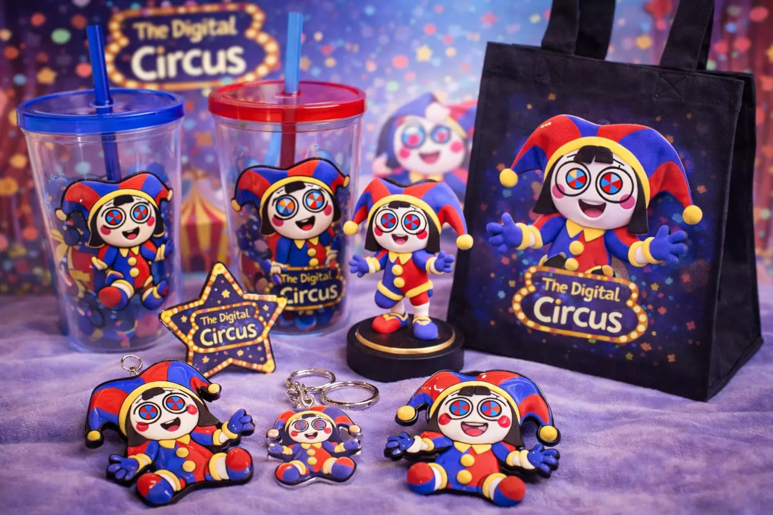 Pomni pin, keychain, or collectible (placeholder)